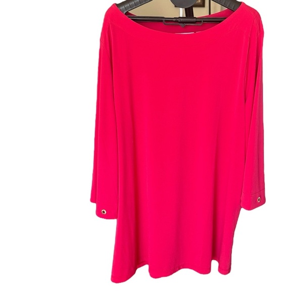 Susan Graver Liquid knit top Fuscia Pink 3X 3/4 Sleeve women’s - Picture 1 of 6